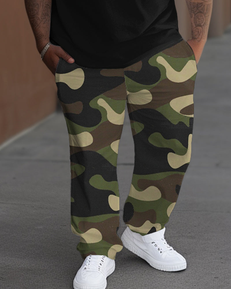 Big & Tall Graphic Camouflage T-Shirt Pants Set for big men view 3