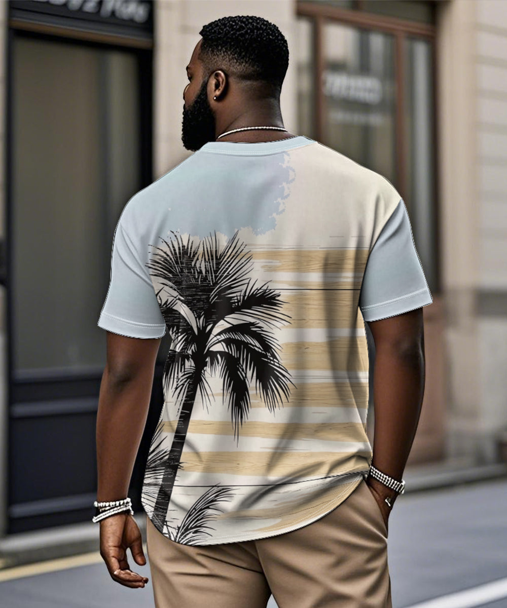 Big & Tall Blue Hawaiian Striped T-Shirt for big men view 2