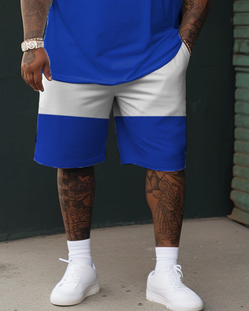 Big & Tall Colorblock Streetwear T-Shirt Shorts Set for big men view 3