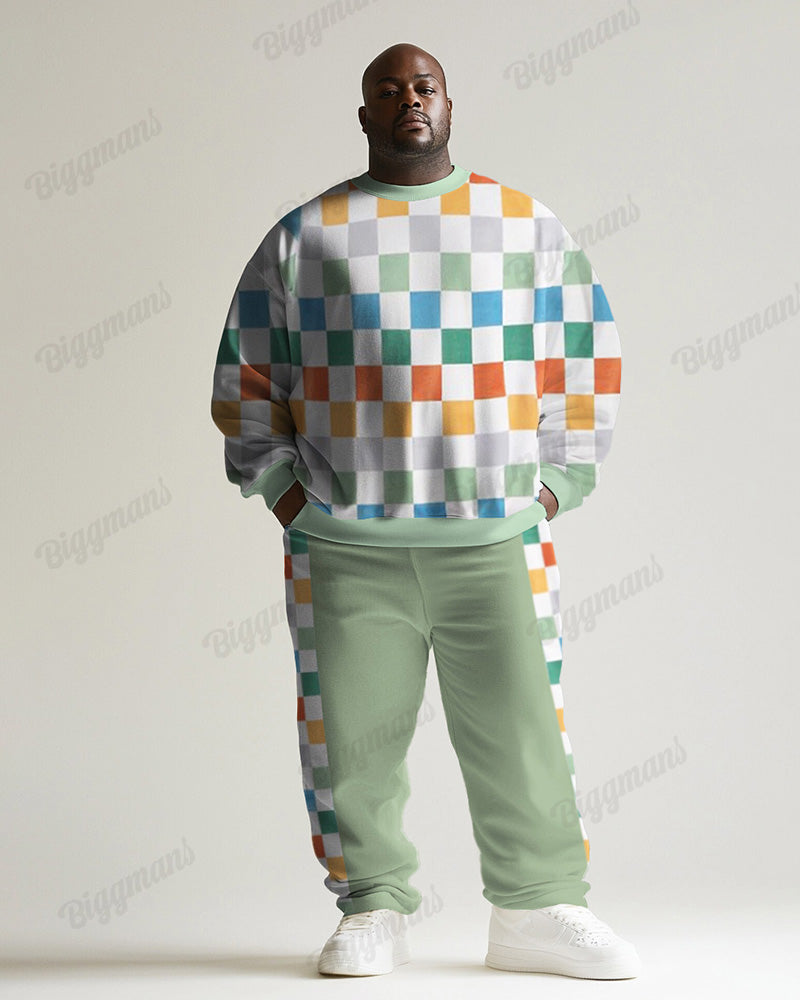 Big & Tall Green Graphic Two-piece Set for big men view 1