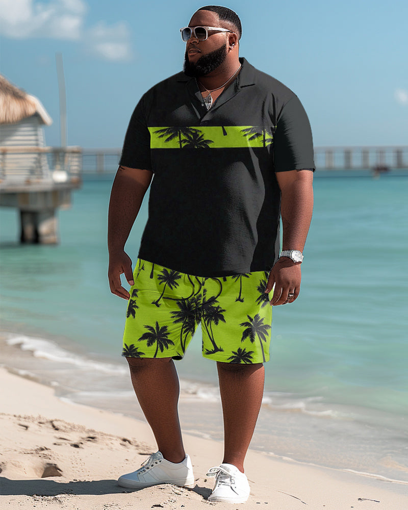 Big & Tall Hawaiian T-Shirt Shorts Set for big men view 4