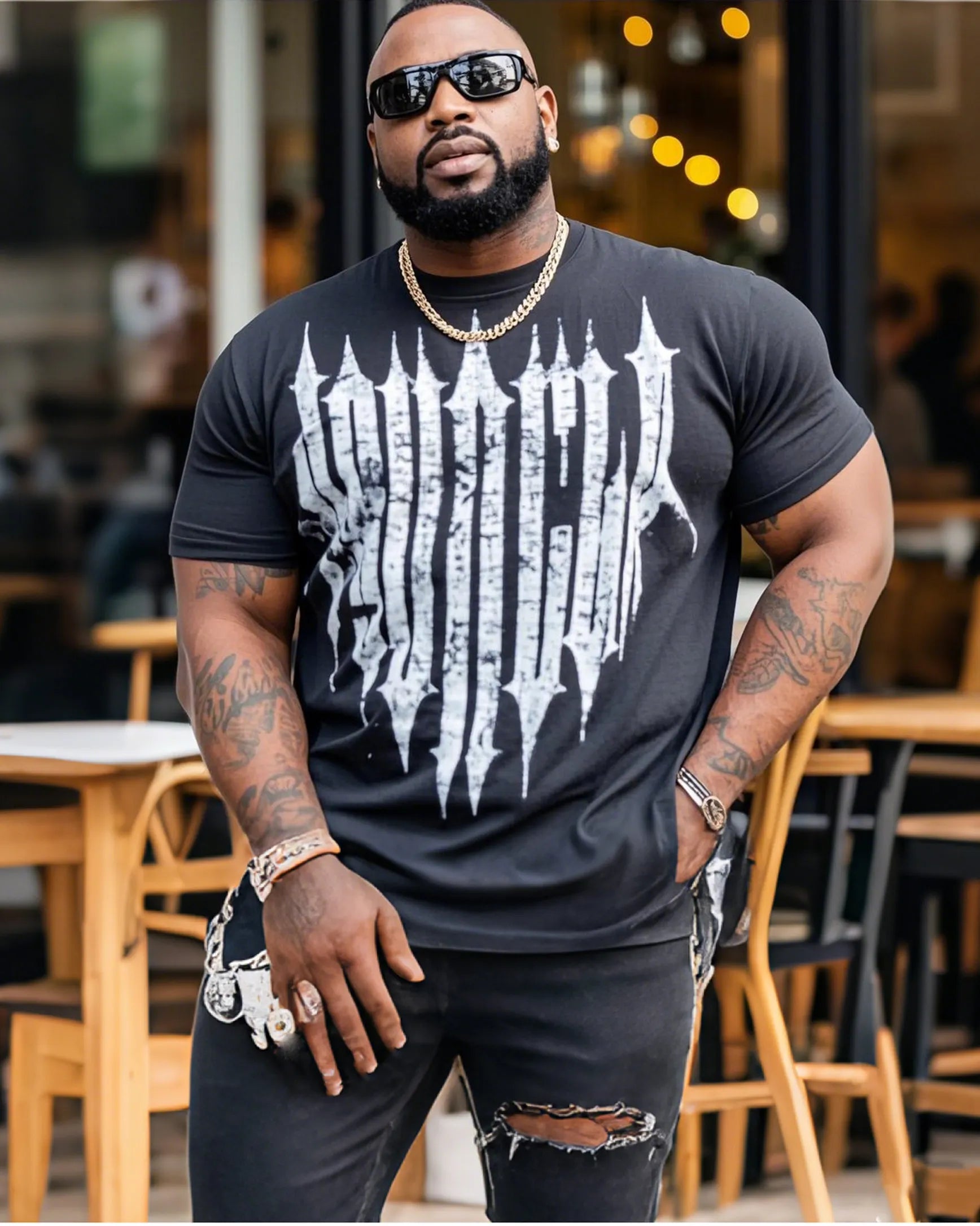 Big & Tall Streetwear Two-piece Set for big men view 4