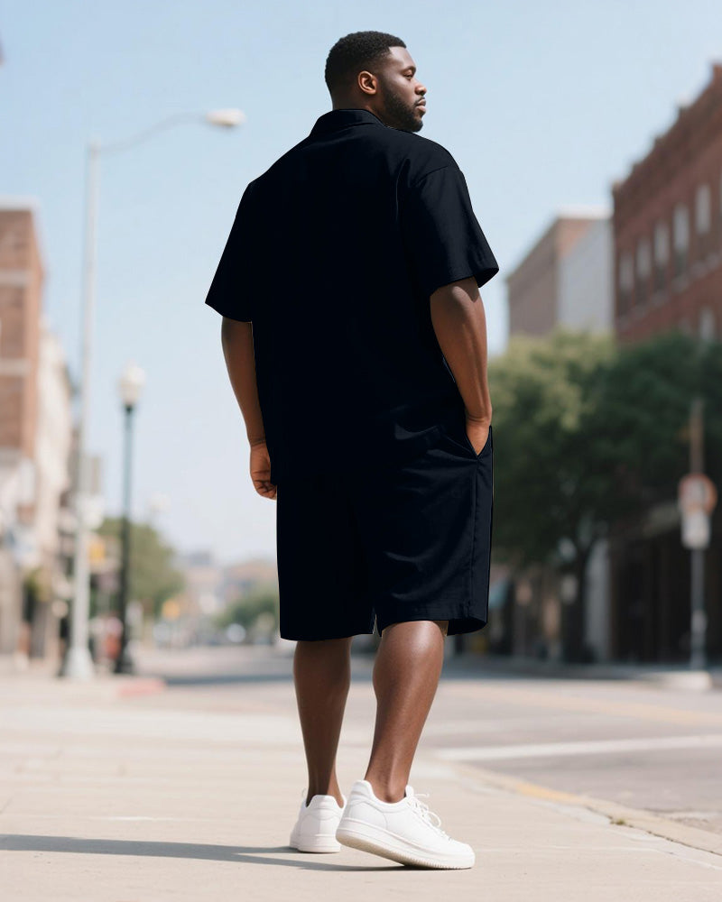 Big & Tall Juneteenth Graphic T-Shirt Shorts Set for big men view 4