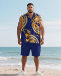 Big & Tall Hawaiian Shirt Shorts Set for big men view 1