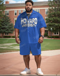 Big & Tall Blue Graphic T-Shirt Shorts Set for big men view 1