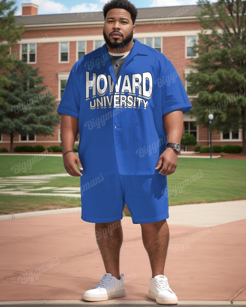 Big & Tall Blue Graphic T-Shirt Shorts Set for big men view 1