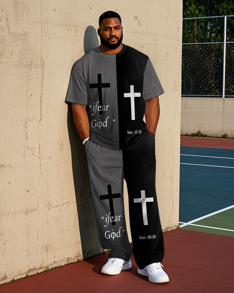 Big & Tall Colorblock T-Shirt Pants Set for big men view 1