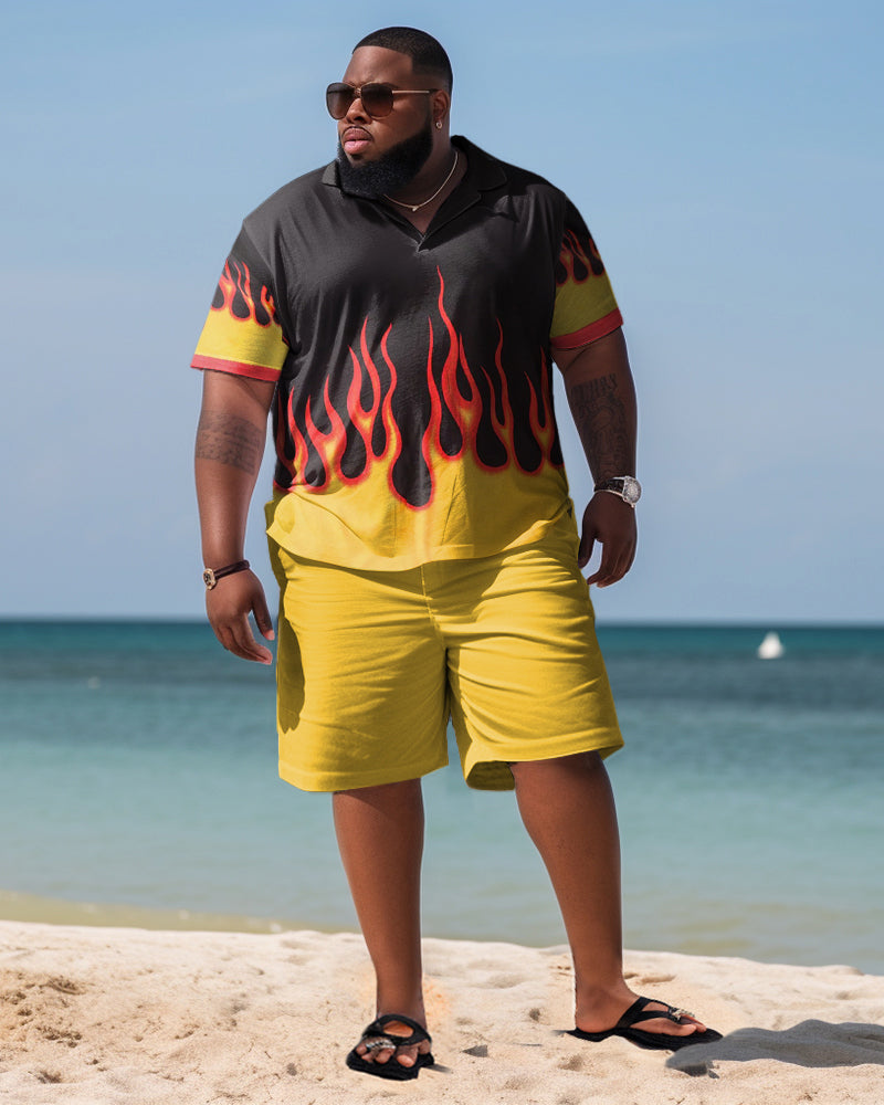 Big & Tall Yellow Hawaiian Graphic Two-piece Set for big men view 1
