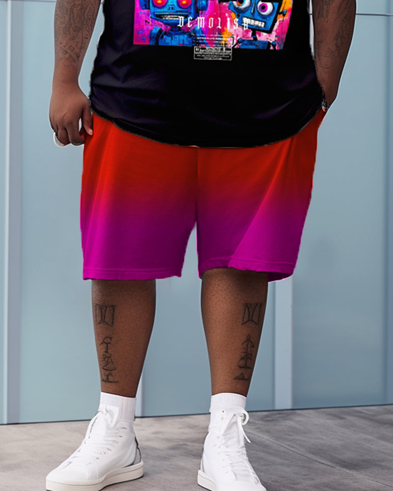 Big & Tall Gradient Streetwear Two-piece Set for big men view 3