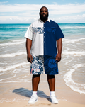 Big & Tall Colorblock Geometric T-Shirt Shorts Set for big men view 1