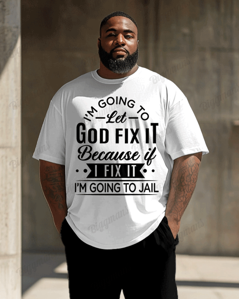 Big & Tall Graphic T-Shirt Pants Set for big men view 2