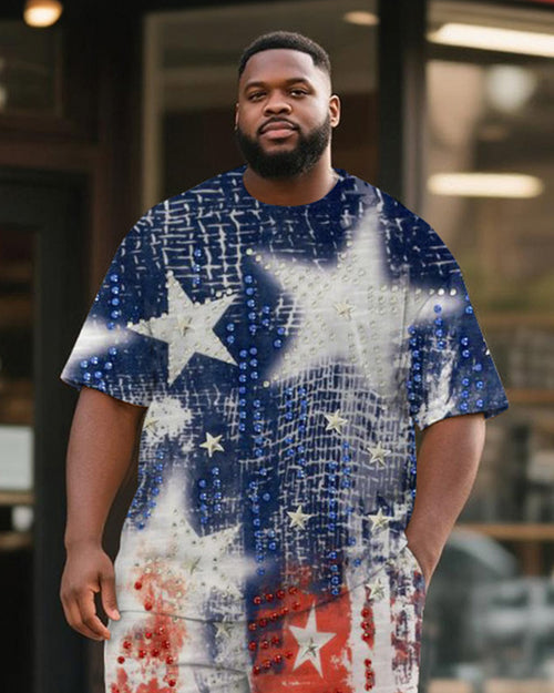 Big & Tall Graphic T-Shirt Shorts Set for big men view 2