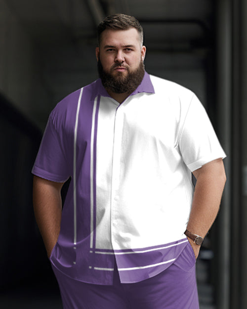 Big & Tall Purple Graphic Shirt Pants Set for big men view 2