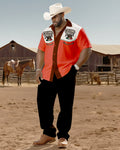 Big & Tall Western Graphic T-Shirt Pants Set for big men view 1