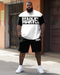 Big & Tall Graphic Patchwork T-Shirt Shorts Set for big men view 1