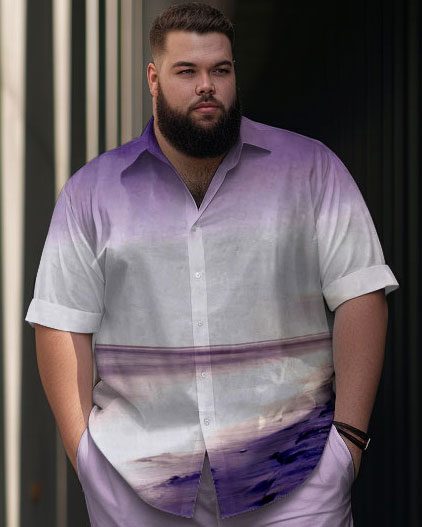 Big & Tall Gradient T-Shirt Shorts Set for big men view 2