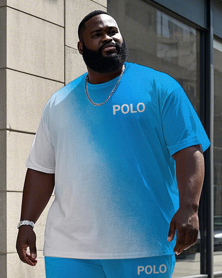 Big & Tall Colorblock Gradient T-Shirt Pants Set for big men view 2