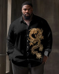 Big & Tall Geometric Plaid Long Sleeve Shirt for big men