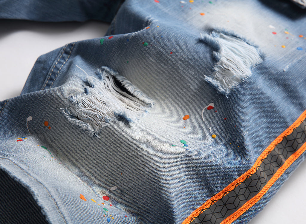 Big & Tall Denim Graffiti Splash Ink Jeans for big men view 4