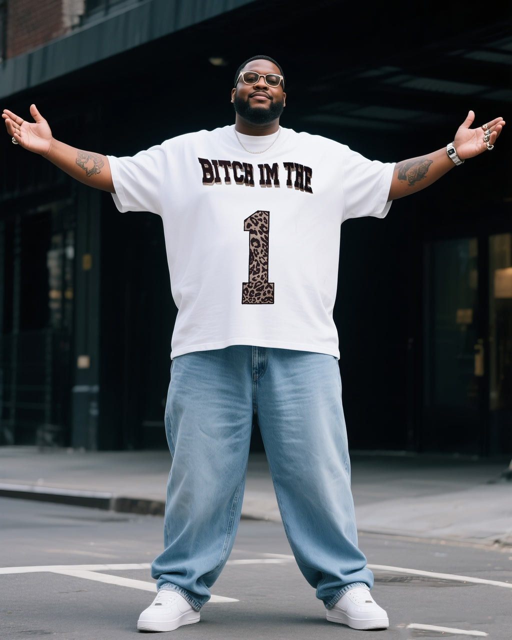 Big & Tall Denim T-Shirt Pants Set for big men view 2