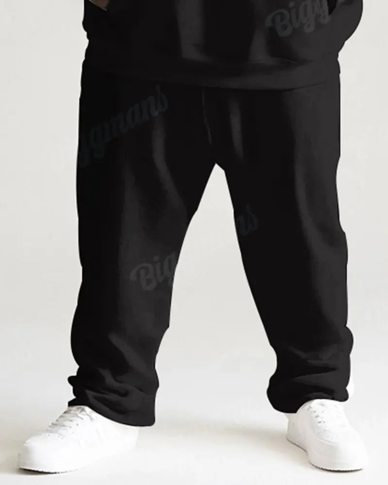Big & Tall Black Graphic Hoodie Sweatpants Set for big men view 4