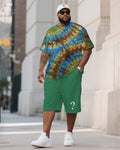 Big & Tall Colorblock Gradient T-Shirt Shorts Set for big men view 2