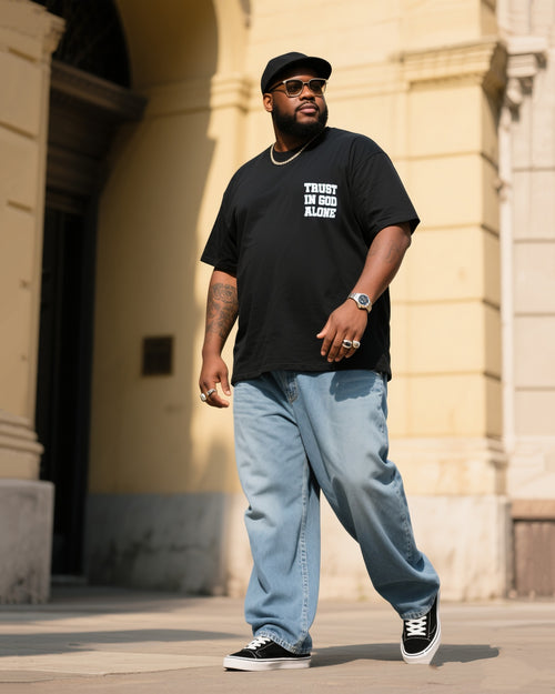 Big & Tall Denim T-Shirt Pants Set for big men view 1