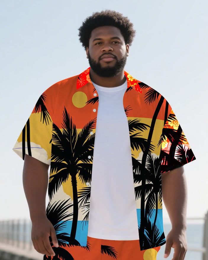 Big & Tall Hawaiian T-Shirt Shorts Set for big men view 2