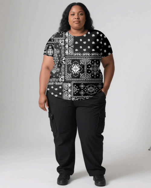 Big & Tall Black Graphic Streetwear T-Shirt Pants Set for big men view 2