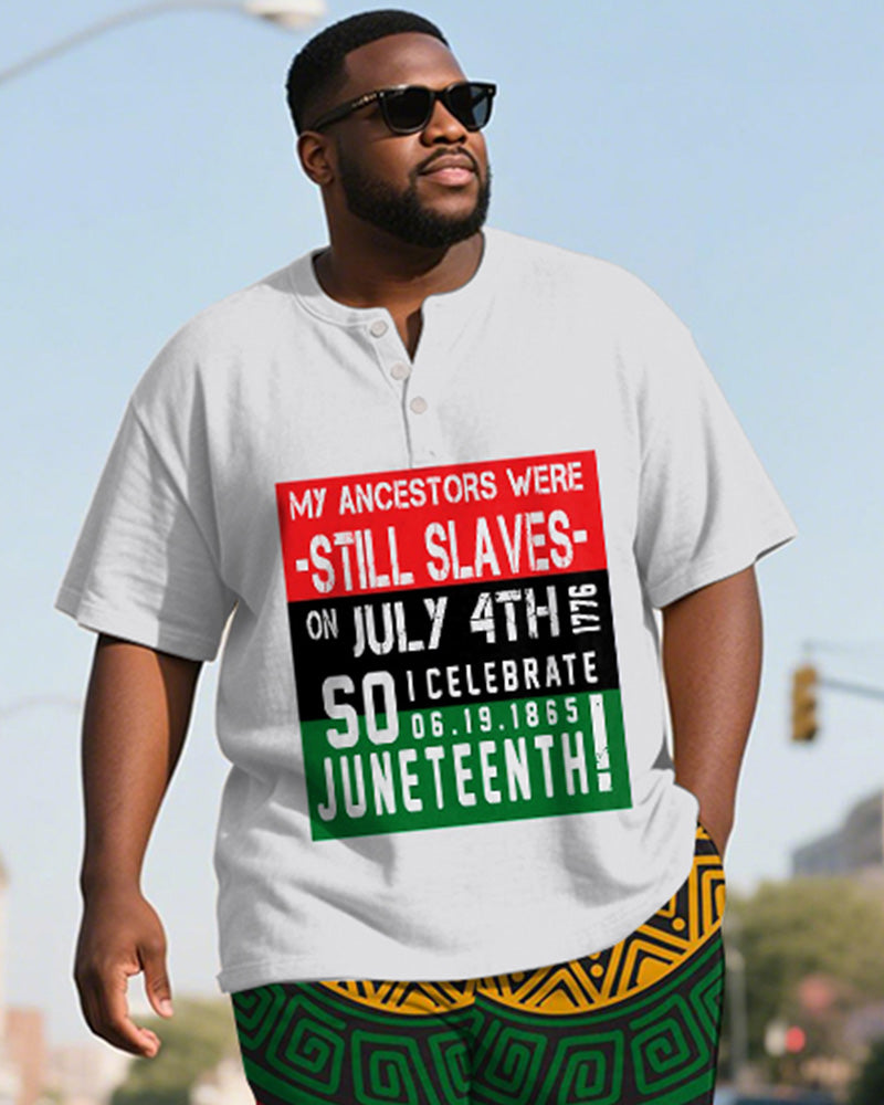 Big & Tall Juneteenth Graphic T-Shirt Shorts Set for big men view 1
