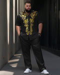 Big & Tall Business Casual Streetwear Shirt Pants Set for big men view 1