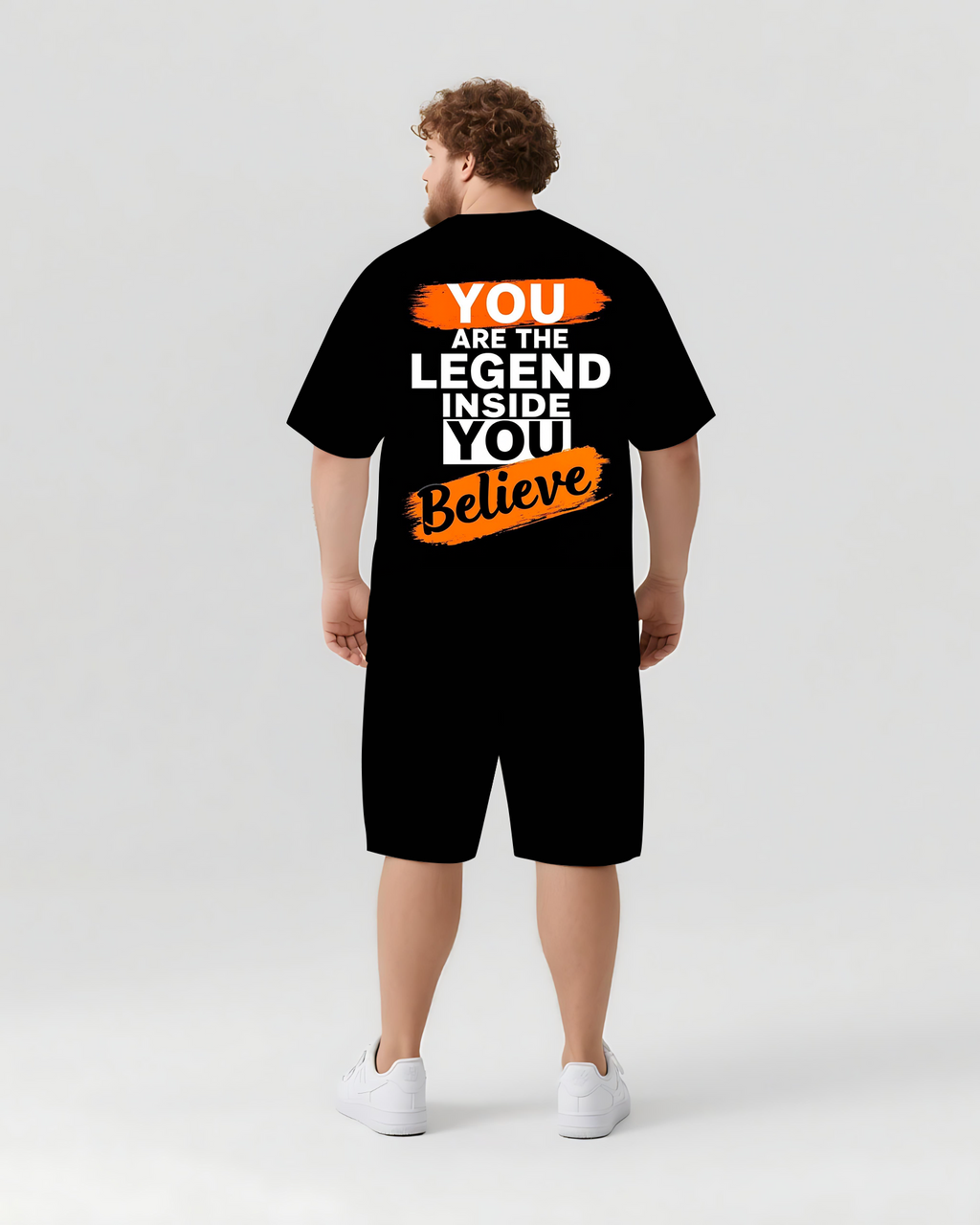 Big & Tall Graphic Streetwear T-Shirt Shorts Set for big men view 1