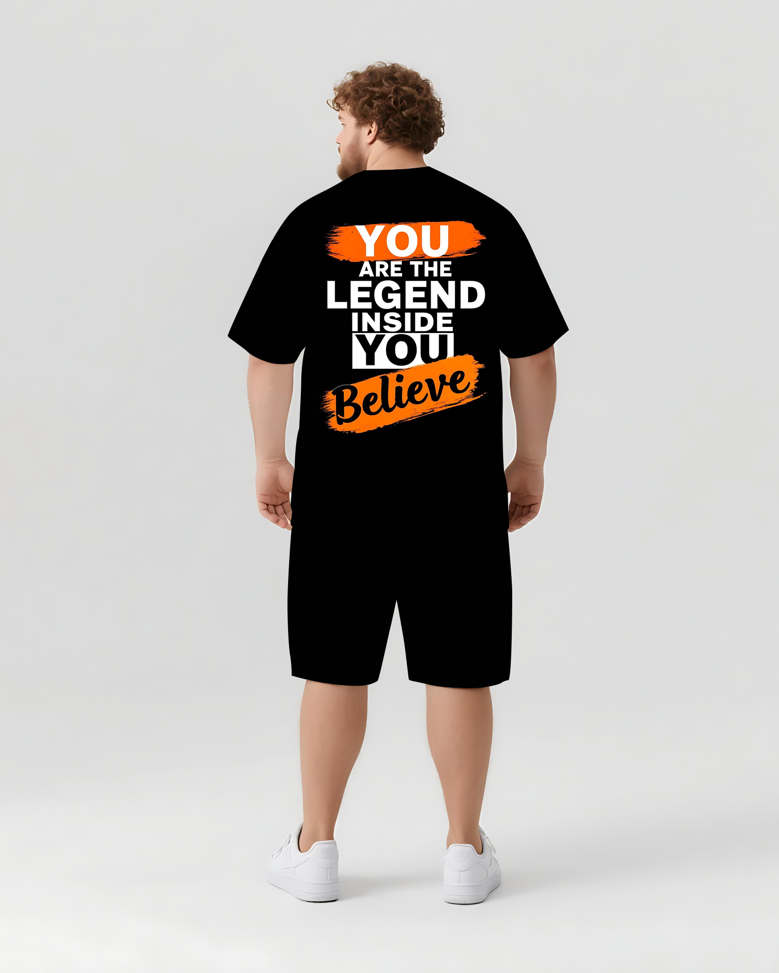 Big & Tall Graphic Streetwear T-Shirt Shorts Set for big men view 1