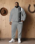 Big & Tall Black White Hoodie Sweatpants Set for big men view 1