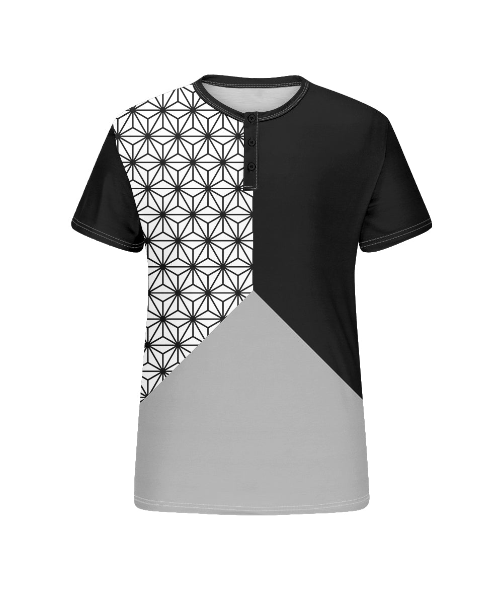 Big & Tall Black Geometric T-Shirt for big men view 4