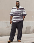 Big & Tall Purple Colorblock T-Shirt Pants Set for big men view 1