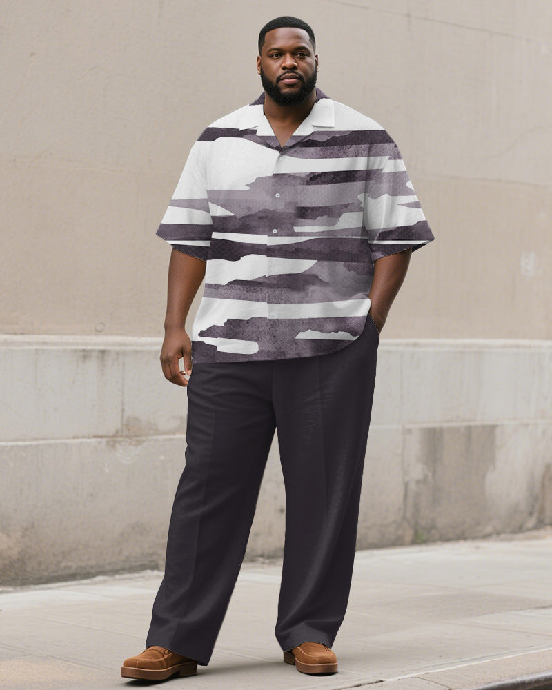 Big & Tall Purple Colorblock T-Shirt Pants Set for big men view 1