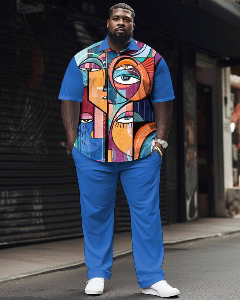 Big & Tall Geometric T-Shirt Pants Set for big men view 1