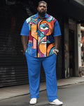Big & Tall Geometric T-Shirt Pants Set for big men view 1
