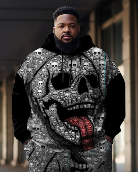 Big & Tall Colorblock Graffiti Hoodie Sweatpants Set for big men view 5