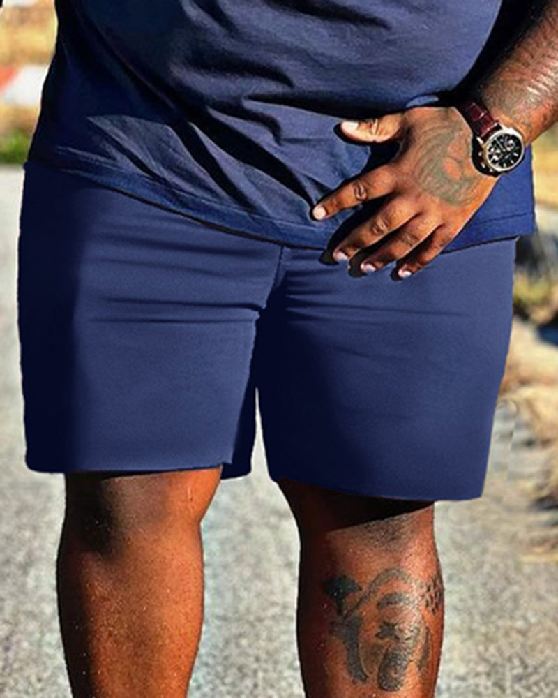 Big & Tall Graphic Streetwear T-Shirt Shorts Set for big men view 4