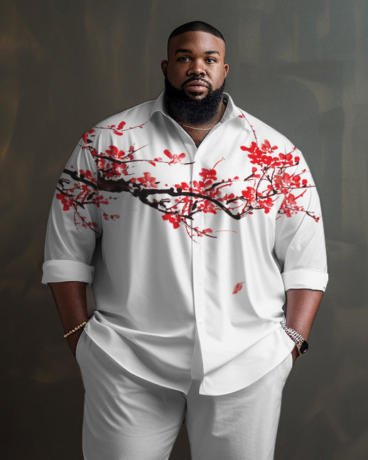 Big & Tall Graphic Floral Shirt Pants Set for big men view 2