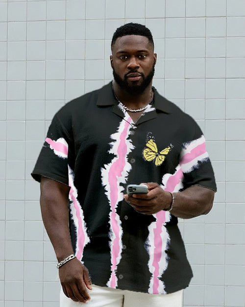 Big & Tall Gradient Graphic T-Shirt Shorts Set for big men view 2