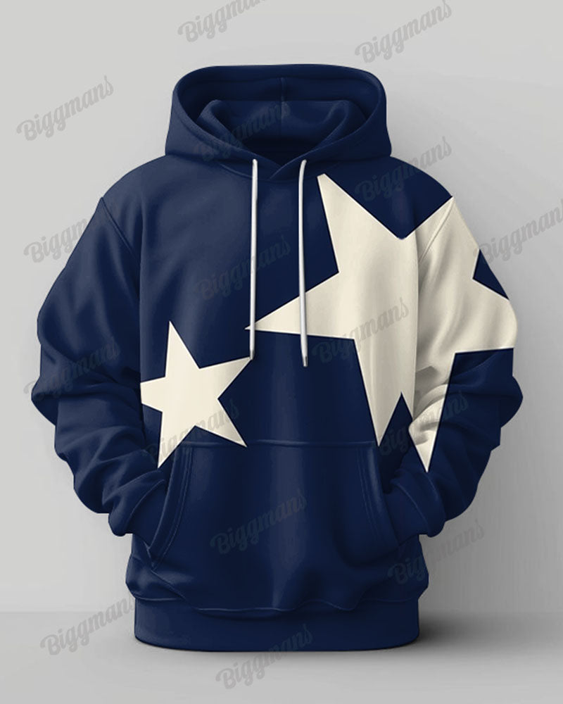 Big & Tall Blue Graphic Hoodie Sweatpants Set for big men view 3