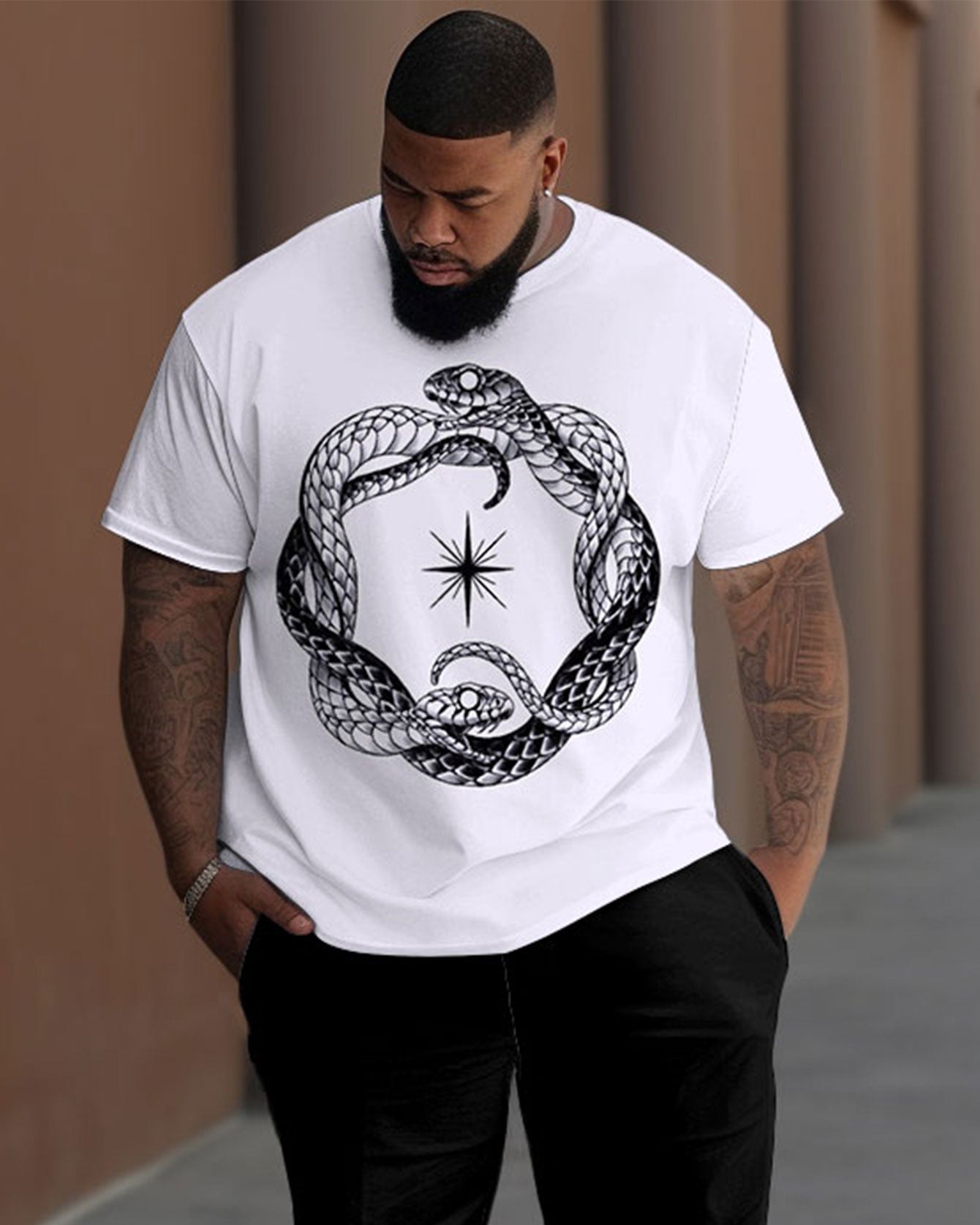 Big & Tall Graphic Streetwear T-Shirt Pants Set for big men view 2