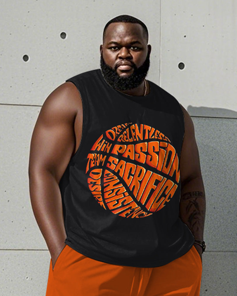 Big & Tall Blue Orange Graphic Two-piece Set for big men view 2