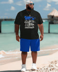 Big & Tall Hawaiian Graphic T-Shirt Shorts Set for big men view 2