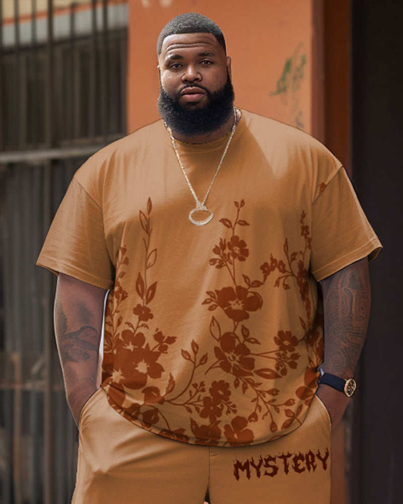 Big & Tall Floral T-Shirt Shorts Set for big men view 2