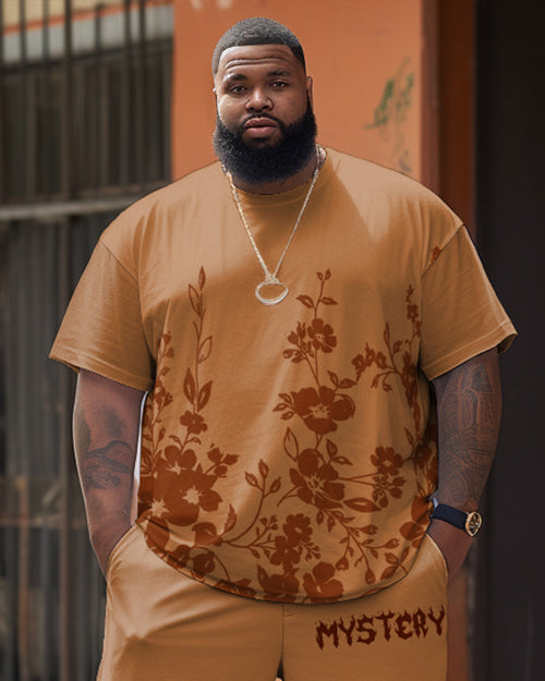 Big & Tall Floral T-Shirt Shorts Set for big men view 2