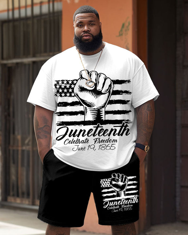 Big & Tall Juneteenth T-Shirt Shorts Set for big men view 1